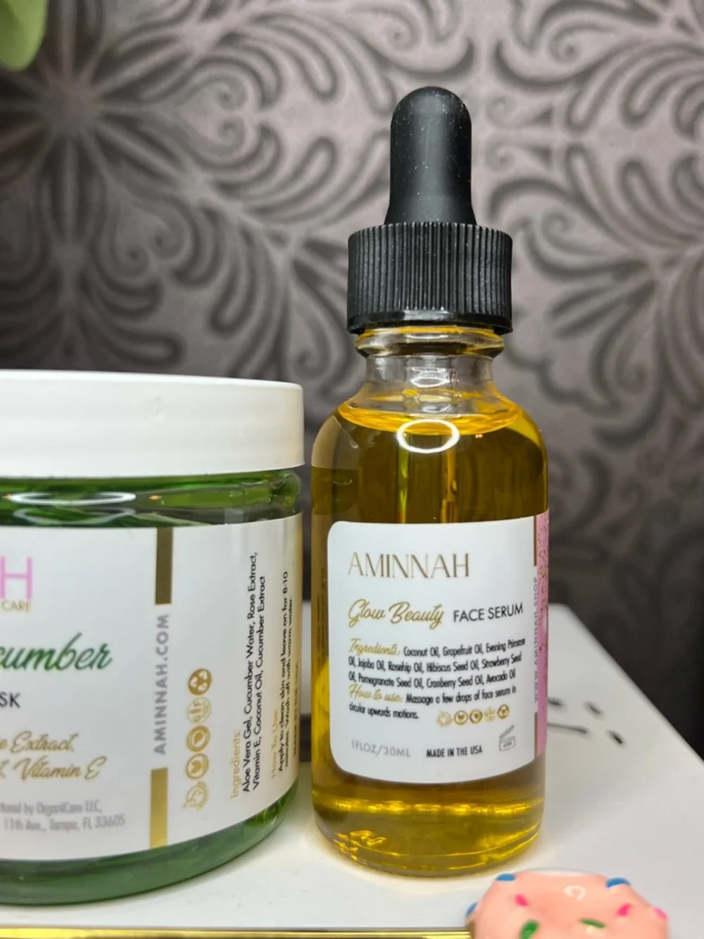 Aminnah Cucumber Jelly Face Mask & Glow Beauty Facial Serum Set